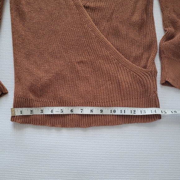 Forever 21 Sweater Womens Small Brown Faux Wrap V-Neck Casual Autumn - Picture 4 of 9